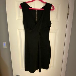 ** BLACK BODYCON DRESS w/ MESH CUTOUT **